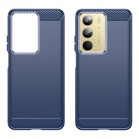 Realme C75 - EIDERWOOD Brushed Carbon Fiber Fleksibelt Plastik Cover - Blå