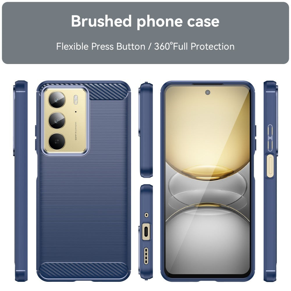 Realme C75 - EIDERWOOD Brushed Carbon Fiber Fleksibelt Plastik Cover - Blå