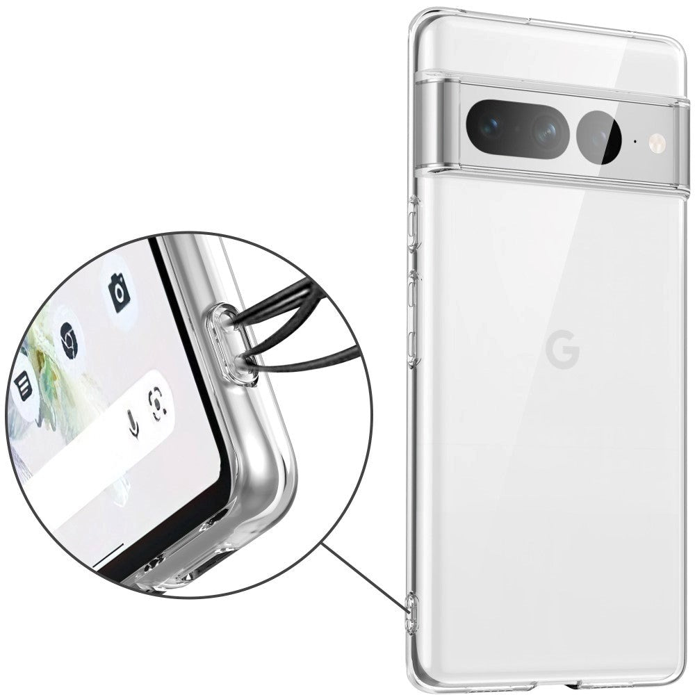 Google Pixel 7 Pro Fleksibelt TPU Plastik Bagside Cover - Gennemsigtig