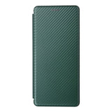 Sony Xperia 5 IV Carbon Fiber Fleksibelt Plastik Flip Cover - Grøn