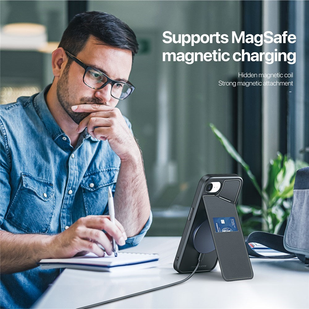 iPhone 17e / 16e DUX DUCIS Bagsidecover m. Kortholder & RFID-Blocker - MagSafe Kompatibel - Sort