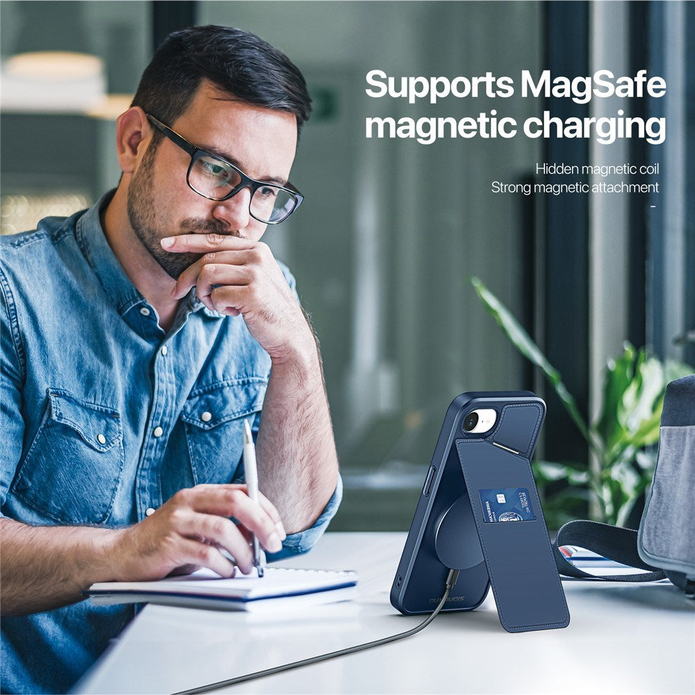 iPhone 17e / 16e DUX DUCIS Bagsidecover m. Kortholder & RFID-Blocker - MagSafe Kompatibel - Blå
