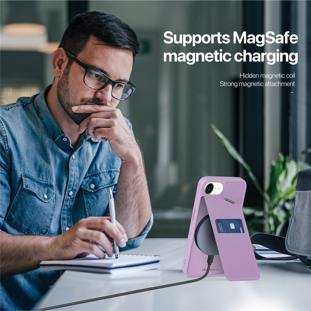iPhone 17e / 16e DUX DUCIS Bagsidecover m. Kortholder & RFID-Blocker - MagSafe Kompatibel - Lilla