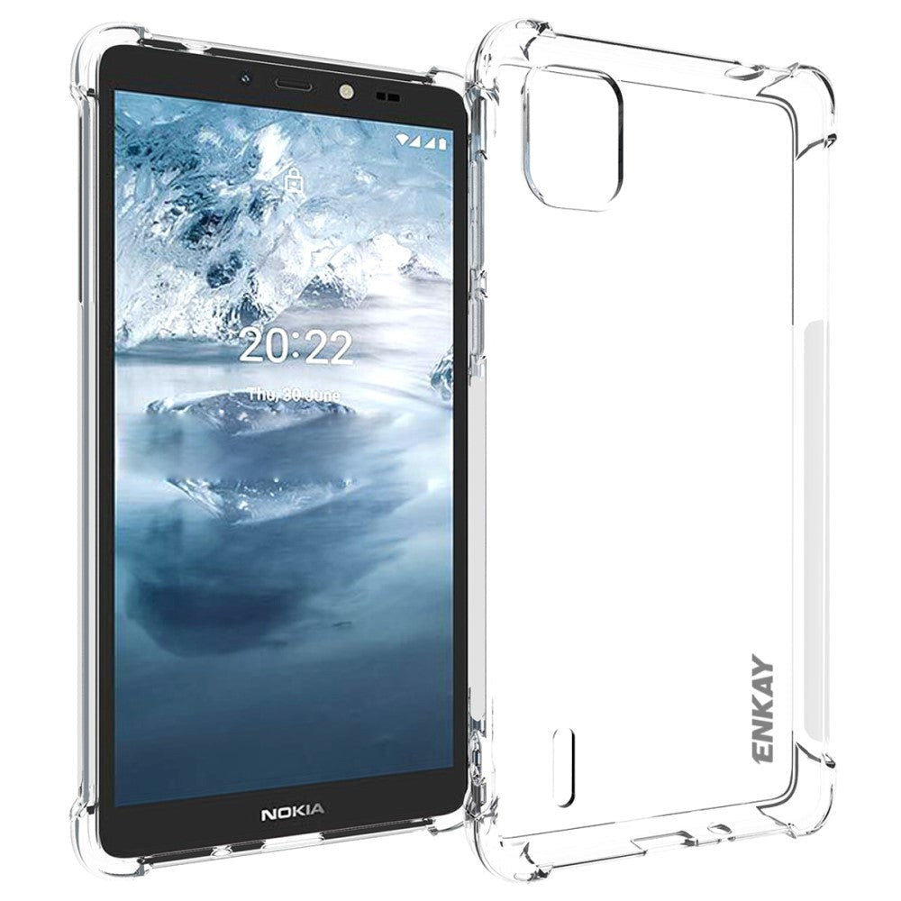 Nokia C2 2nd Edition Enkay Anti-Slip Shockproof Bagside Cover - Gennemsigtig