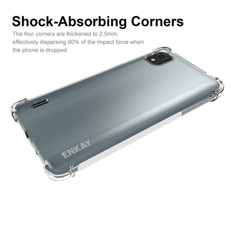 Nokia C2 2nd Edition Enkay Anti-Slip Shockproof Bagside Cover - Gennemsigtig