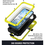 iPhone 17e / 16e R-JUST Hybrid Bagside Cover m. Indbygget Skærmbeskyttelse & Kickstand - Gul