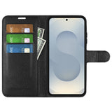 EIDERWOOD Samsung Galaxy S25 Edge Litchi Kunstlæder Flip Cover inkl. Kortholder - Sort