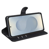 EIDERWOOD Samsung Galaxy S25 Edge Litchi Kunstlæder Flip Cover inkl. Kortholder - Sort