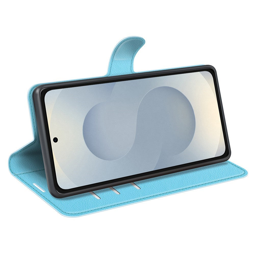 EIDERWOOD Samsung Galaxy S25 Edge Litchi Kunstlæder Flip Cover inkl. Kortholder - Blå