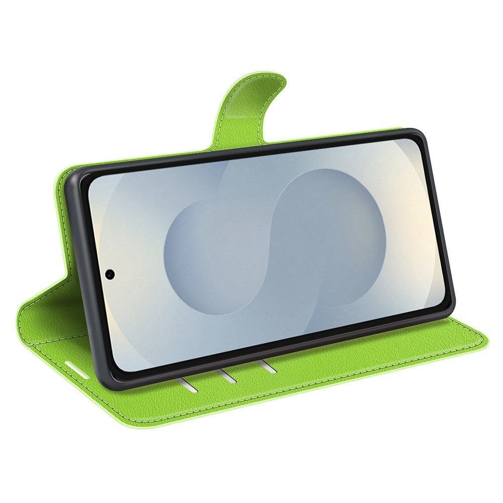 EIDERWOOD Samsung Galaxy S25 Edge Litchi Kunstlæder Flip Cover inkl. Kortholder - Grøn