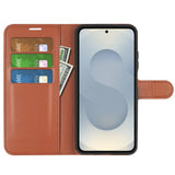 EIDERWOOD Samsung Galaxy S25 Edge Litchi Kunstlæder Flip Cover inkl. Kortholder - Brun