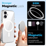 iPhone 16 Plus NORTHJO 360° Beskyttelsessæt - Kameralinseglas - Skærmbeskyttelsesglas - Hybrid Mobil Cover - MagSafe Kompatibel - Gennemsigtig