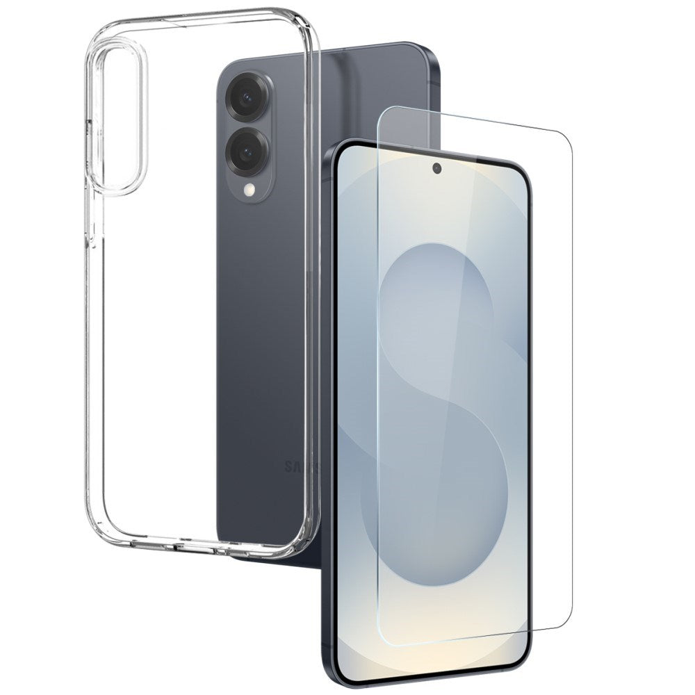 Samsung Galaxy S25 Edge 2-i-1 Sæt Hærdet Skærmbeskyttelse og Fleksibelt Plastik Cover - Gennemsigtig