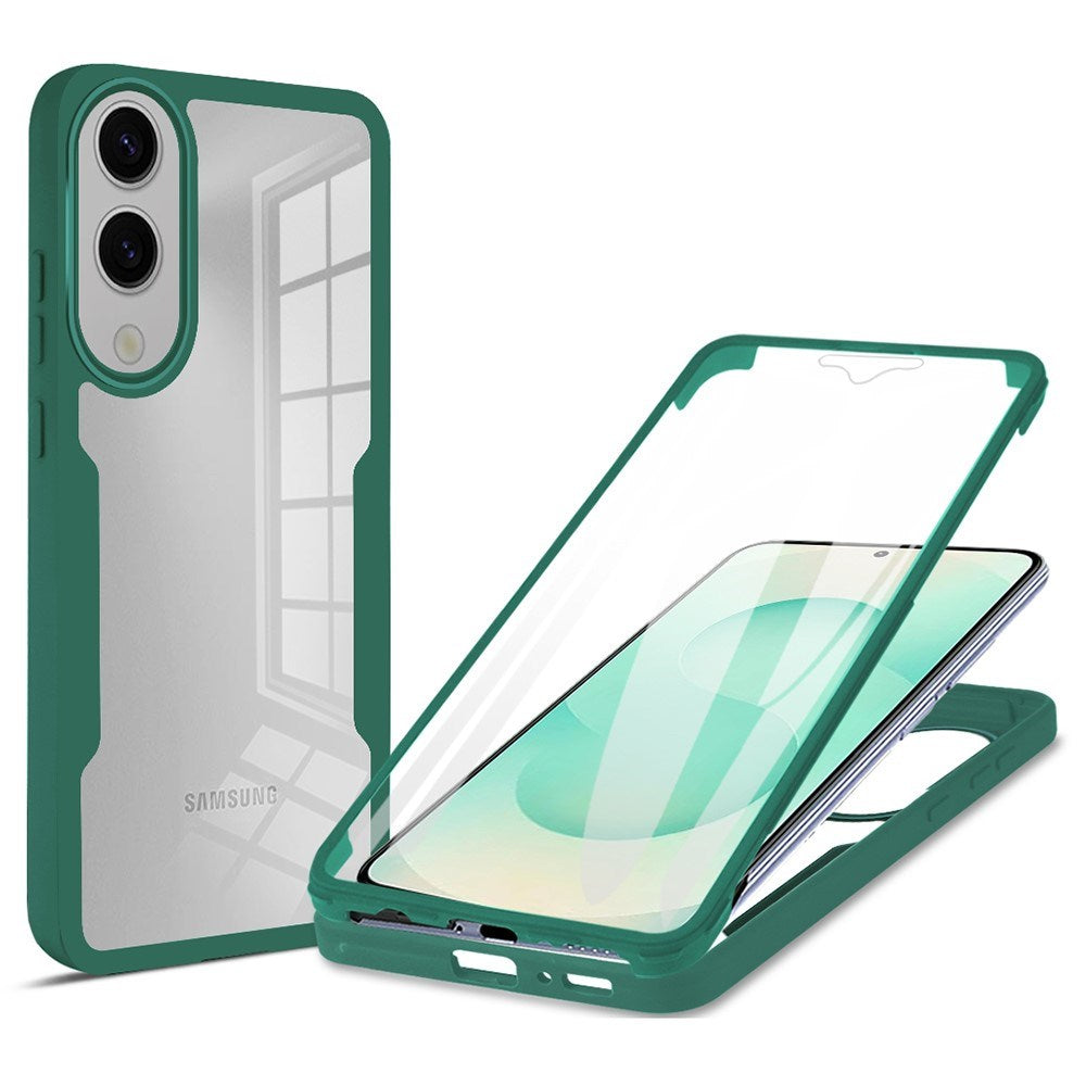 EIDERWOOD Full Protection Case til Samsung Galaxy S25 Edge med Beskyttelsesfilm - Gennemsigtig / Grøn Kant