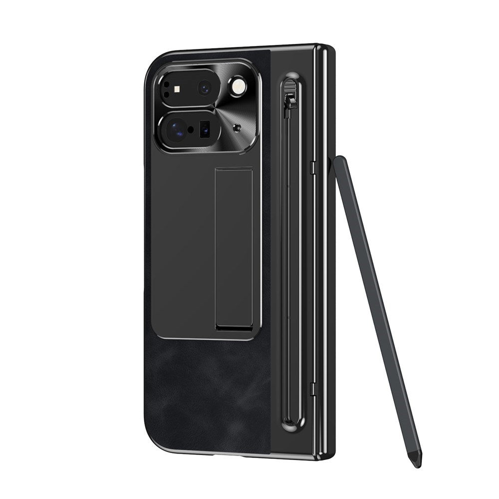 EIDERWOOD Google Pixel 10 Pro Fold Mobil Cover m. Kunstlæder Bagside - Kick Stand - Stylus Holder - Sort