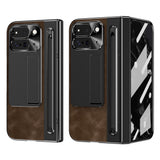 EIDERWOOD Google Pixel 10 Pro Fold Mobil Cover m. Kunstlæder Bagside - Kick Stand - Stylus Holder - Sort / Brun