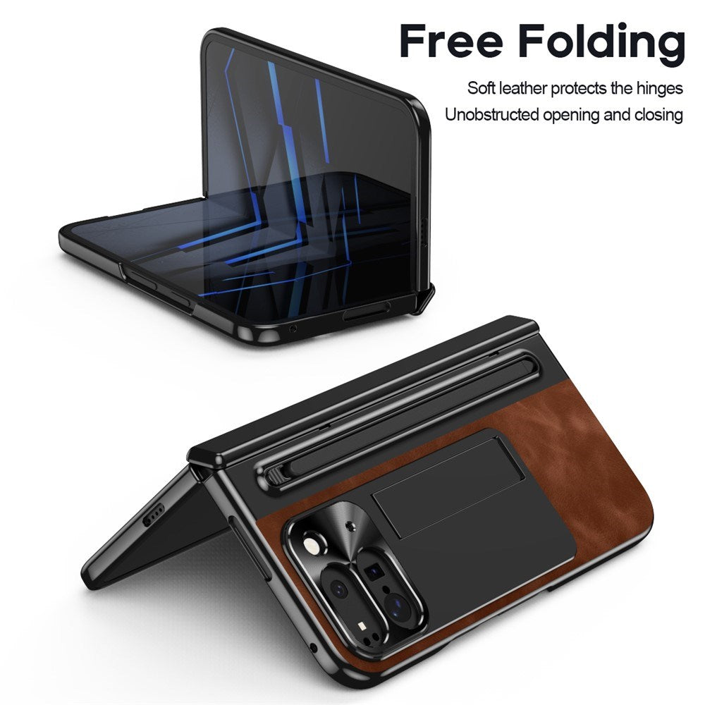 EIDERWOOD Google Pixel 10 Pro Fold Mobil Cover m. Kunstlæder Bagside - Kick Stand - Stylus Holder - Sort / Brun