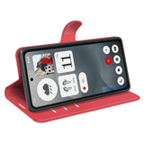 Nothing Phone (3a) - EIDERWOOD Kunstlæder Flip Cover m. Kortholder & Ståfunktion - Rød