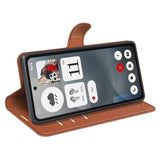 Nothing Phone (3a) - EIDERWOOD Kunstlæder Flip Cover m. Kortholder & Ståfunktion - Brun