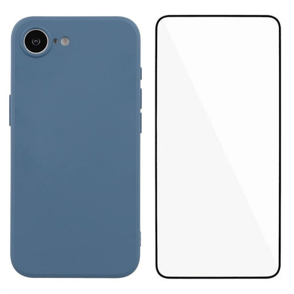 iPhone 17e / 16e Beskyttelsessæt m. Fleksibelt Plast Bagside Cover & Skærmbeskyttelse - Blå