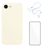 iPhone 17e / 16e Sæt m. Fleksibelt Plastik Bagside Cover - Skærmbeskyttelse - Strop - Hvid