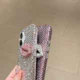 EIDERWOOD iPhone 16 Hybrid Bagside Cover m. Rhinsten & 3D Kysmund - Lyserød