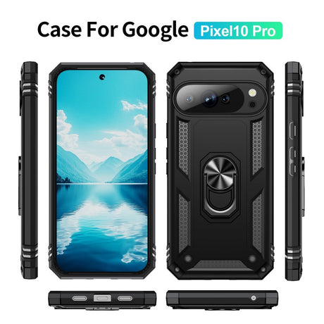 EIDERWOOD Google Pixel 10 / 10 Pro Håndværker Bagside Cover m. 360 Roterbar Kickstand - Sort