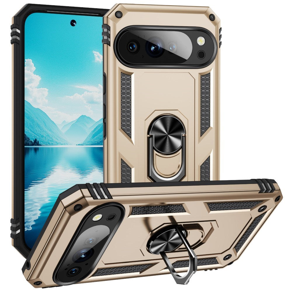 EIDERWOOD Google Pixel 10 / 10 Pro Håndværker Bagside Cover m. 360 Roterbar Kickstand - Guld
