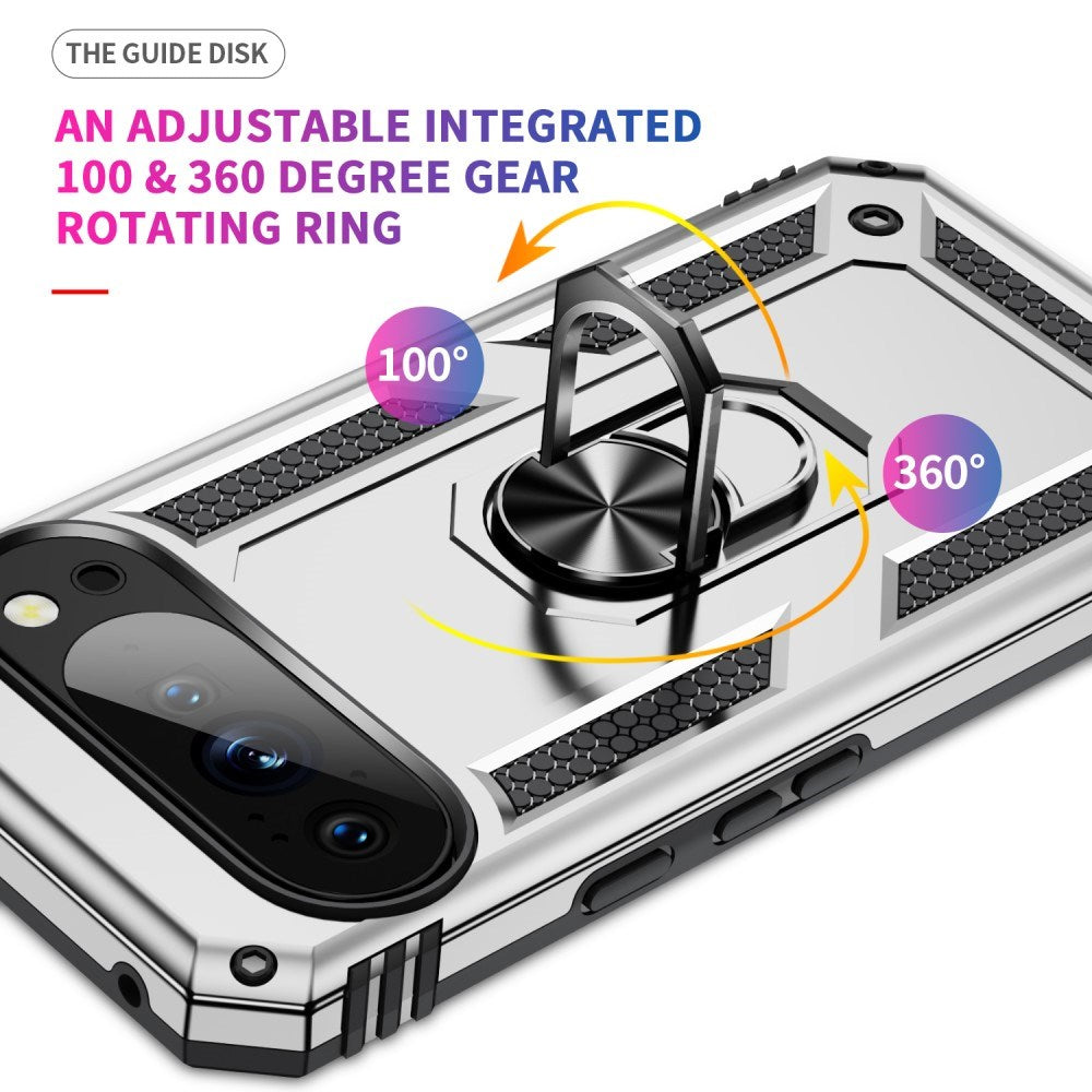EIDERWOOD Google Pixel 10 / 10 Pro Håndværker Bagside Cover m. 360 Roterbar Kickstand - Sølv