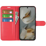 Google Pixel 10 Pro XL - EIDERWOOD Kunstlæder Flip Cover m. Kortholder & Ståfunktion - Rød