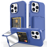 EIDERWOOD iPhone 16 Pro Max Fleksibelt Plastik Bagside Cover m. Kortholder & Indbygget Spejl - Blå