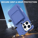 EIDERWOOD iPhone 16 Pro Max Fleksibelt Plastik Bagside Cover m. Kortholder & Indbygget Spejl - Blå