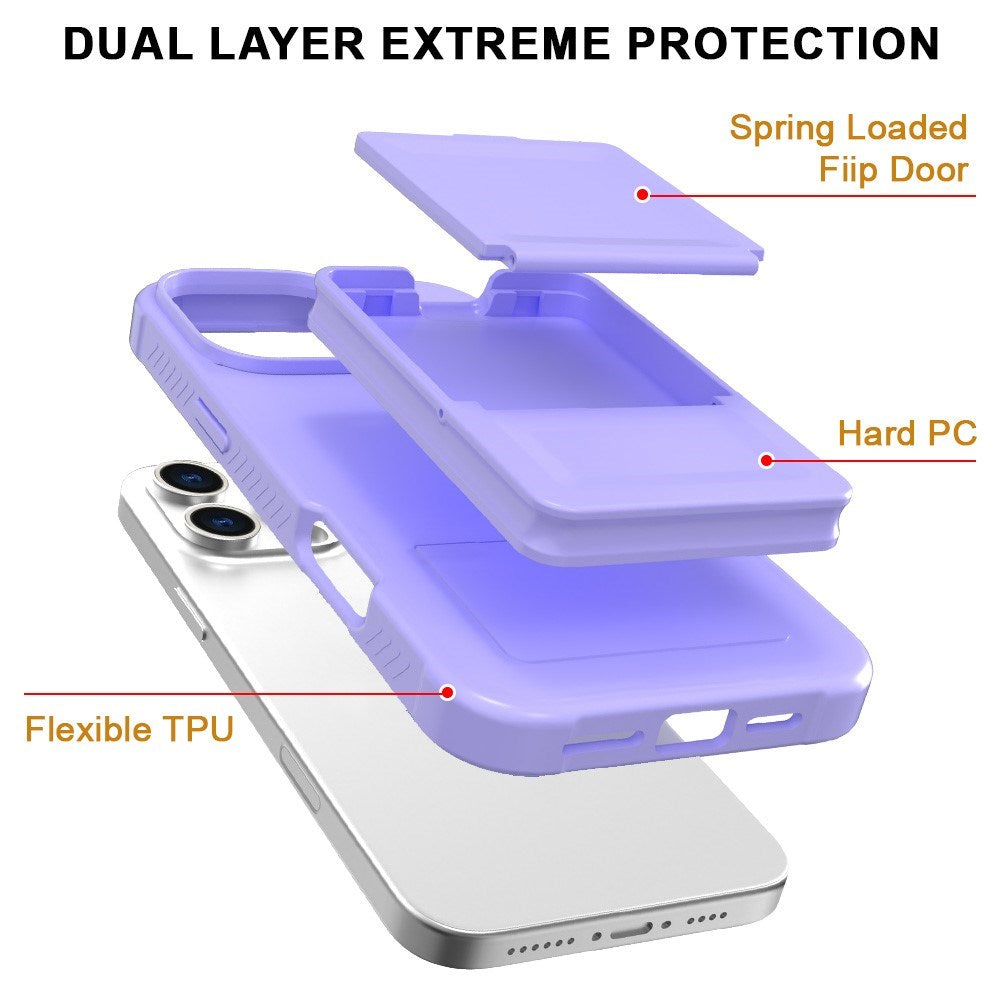 EIDERWOOD iPhone 16 Pro Max Fleksibelt Plastik Bagside Cover m. Kortholder & Indbygget Spejl - Lilla