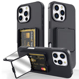 EIDERWOOD iPhone 16 Pro Max Fleksibelt Plastik Bagside Cover m. Kortholder & Indbygget Spejl - Sort