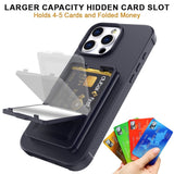 EIDERWOOD iPhone 16 Pro Max Fleksibelt Plastik Bagside Cover m. Kortholder & Indbygget Spejl - Sort