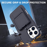 EIDERWOOD iPhone 16 Pro Max Fleksibelt Plastik Bagside Cover m. Kortholder & Indbygget Spejl - Sort