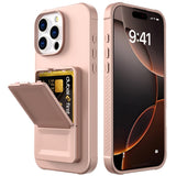 EIDERWOOD iPhone 16 Pro Fleksibelt Plastik Bagside Cover m. Kortholder & Indbygget Spejl - Rose Gold