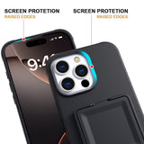 EIDERWOOD iPhone 16 Pro Fleksibelt Plastik Bagside Cover m. Kortholder & Indbygget Spejl - Sort