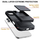 EIDERWOOD iPhone 16 Pro Fleksibelt Plastik Bagside Cover m. Kortholder & Indbygget Spejl - Sort