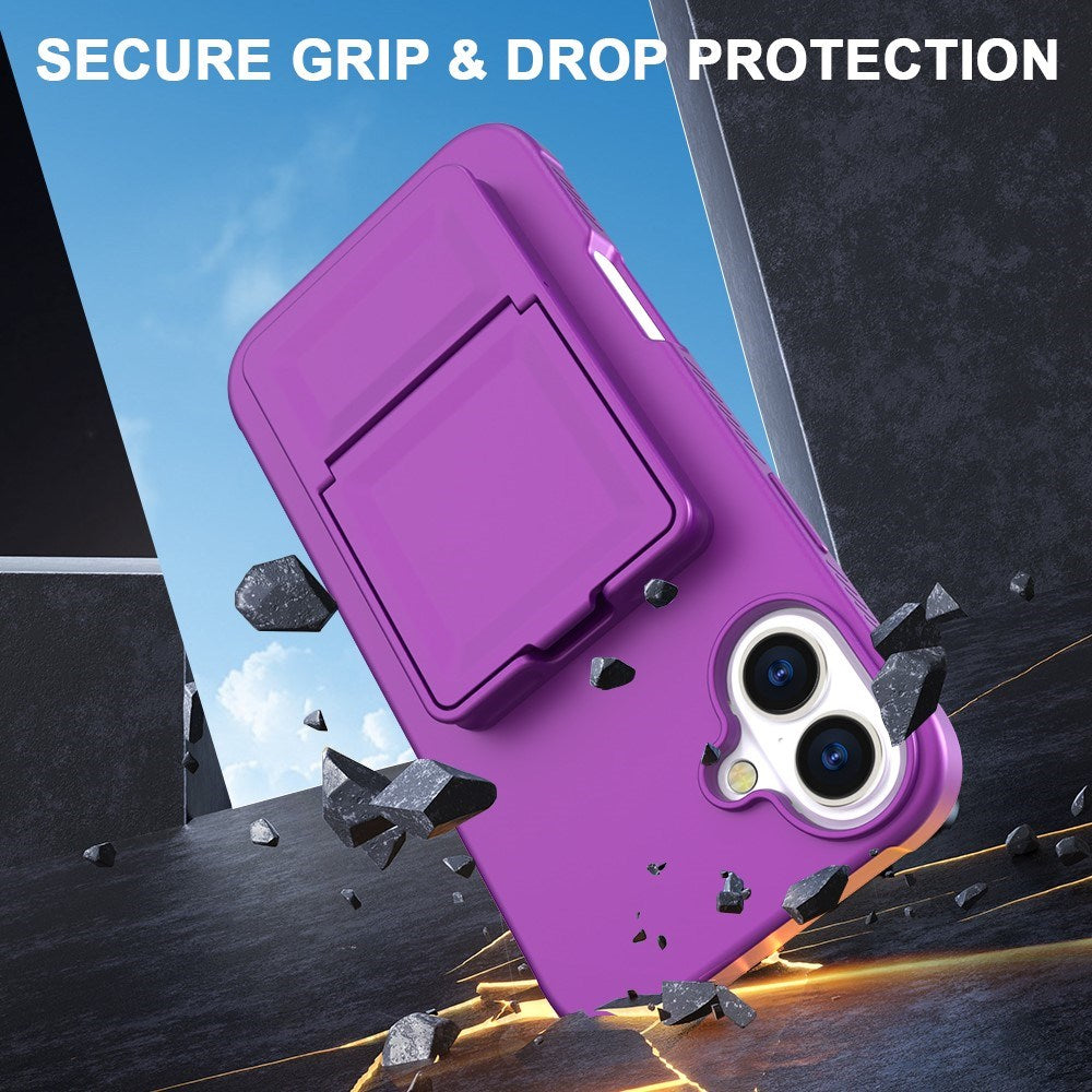 EIDERWOOD iPhone 16 Plus Fleksibelt Plastik Bagside Cover m. Kortholder & Indbygget Spejl - Mørkelilla