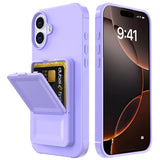 EIDERWOOD iPhone 16 Plus Fleksibelt Plastik Bagside Cover m. Kortholder & Indbygget Spejl - Lilla