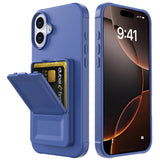 EIDERWOOD iPhone 16 Plus Fleksibelt Plastik Bagside Cover m. Kortholder & Indbygget Spejl - Blå