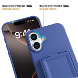 EIDERWOOD iPhone 16 Plus Fleksibelt Plastik Bagside Cover m. Kortholder & Indbygget Spejl - Blå
