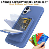 EIDERWOOD iPhone 16 Plus Fleksibelt Plastik Bagside Cover m. Kortholder & Indbygget Spejl - Blå
