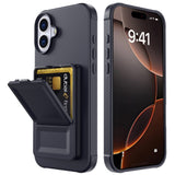 EIDERWOOD iPhone 16 Plus Fleksibelt Plastik Bagside Cover m. Kortholder & Indbygget Spejl - Sort