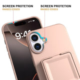 EIDERWOOD iPhone 16 Fleksibelt Plastik Bagside Cover m. Kortholder & Indbygget Spejl - Rose Gold