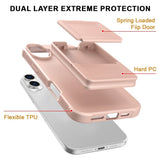 EIDERWOOD iPhone 16 Fleksibelt Plastik Bagside Cover m. Kortholder & Indbygget Spejl - Rose Gold