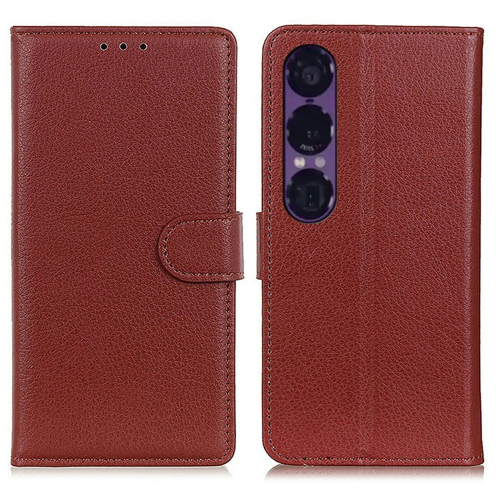 Sony Xperia 1 VII - EIDERWOOD Kunstlæder Flip Cover m. Kortholder & Ståfunktion - Brun