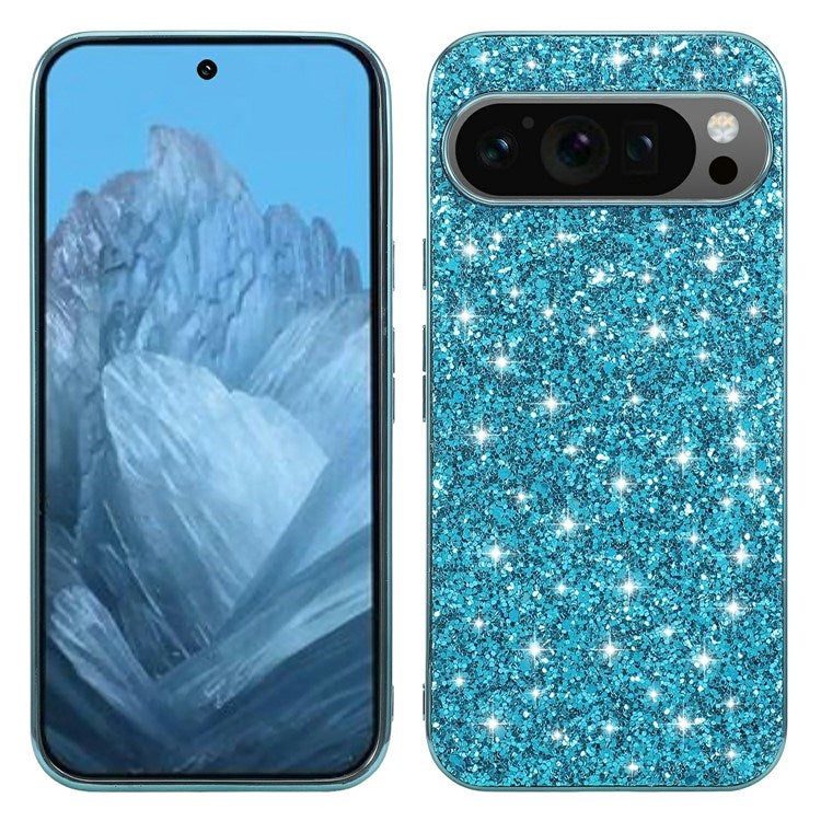 Google Pixel 10 / 10 Pro - EIDERWOOD Glitter Cover - Blå