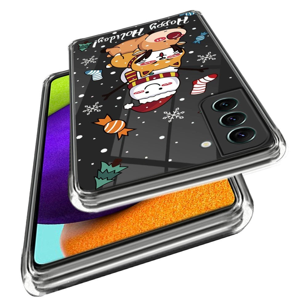 Samsung Galaxy S23 TPU Plast Julecover - Snemand, Hund og Rensdyr